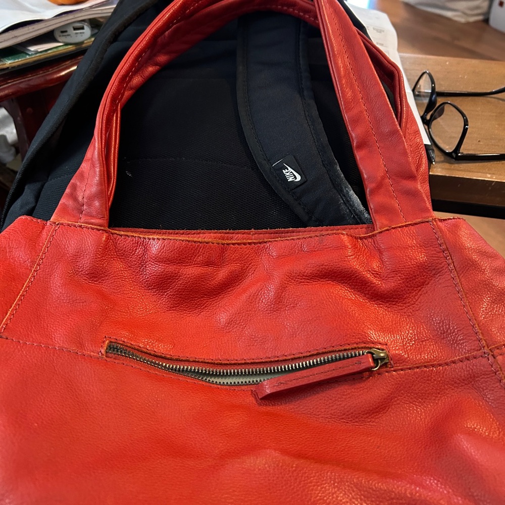 American leather co. Red Leather double handle shoulder bag